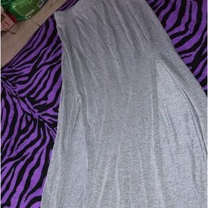 Long grey double slit skirt